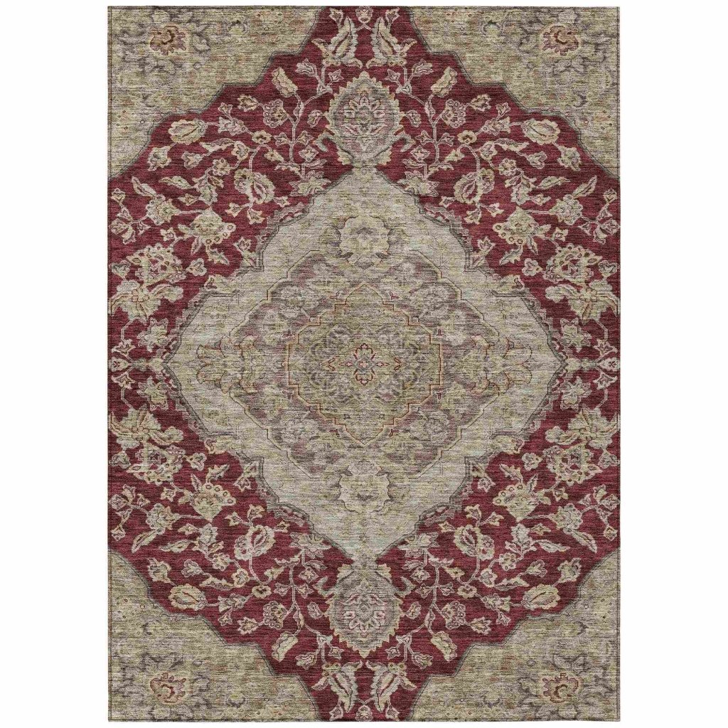 LOOMLAN Rugs Celia Red Washable Indoor-Outdoor Rug