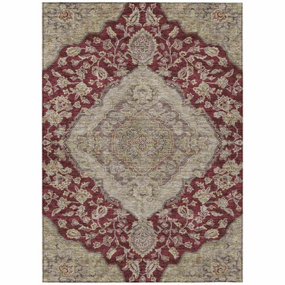 LOOMLAN Rugs Celia Red Washable Indoor-Outdoor Rug