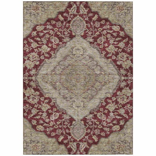 LOOMLAN Rugs Celia Red Washable Indoor-Outdoor Rug
