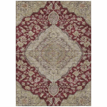 LOOMLAN Rugs Celia Red Washable Indoor-Outdoor Rug