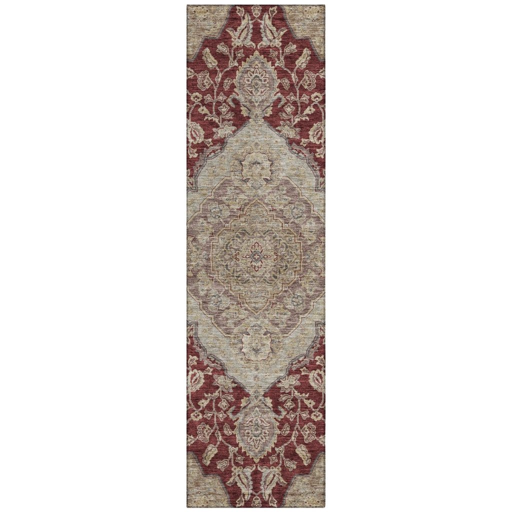 LOOMLAN Rugs Celia Red Washable Indoor-Outdoor Rug