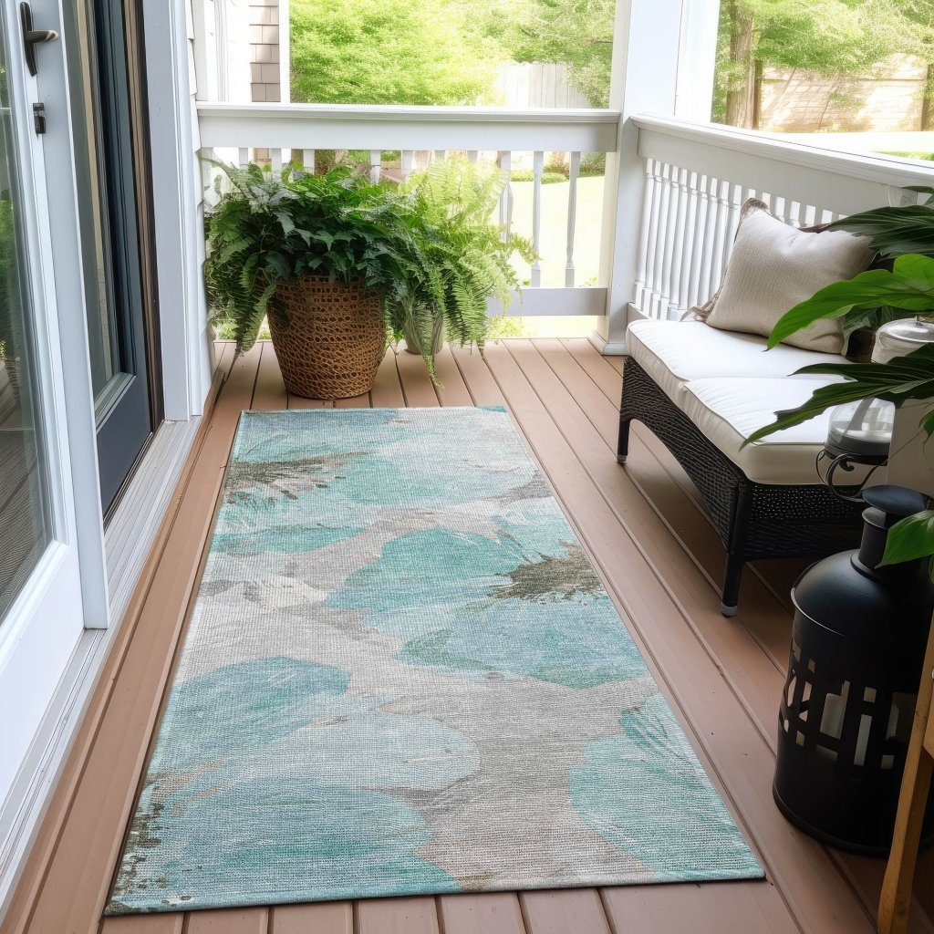 LOOMLAN Rugs Celuve Teal Washable Indoor-Outdoor Rug