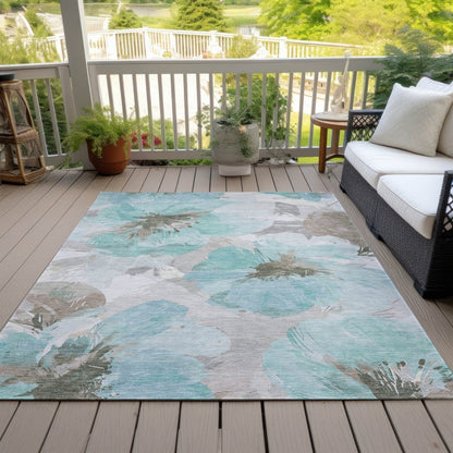 LOOMLAN Rugs Celuve Teal Washable Indoor-Outdoor Rug