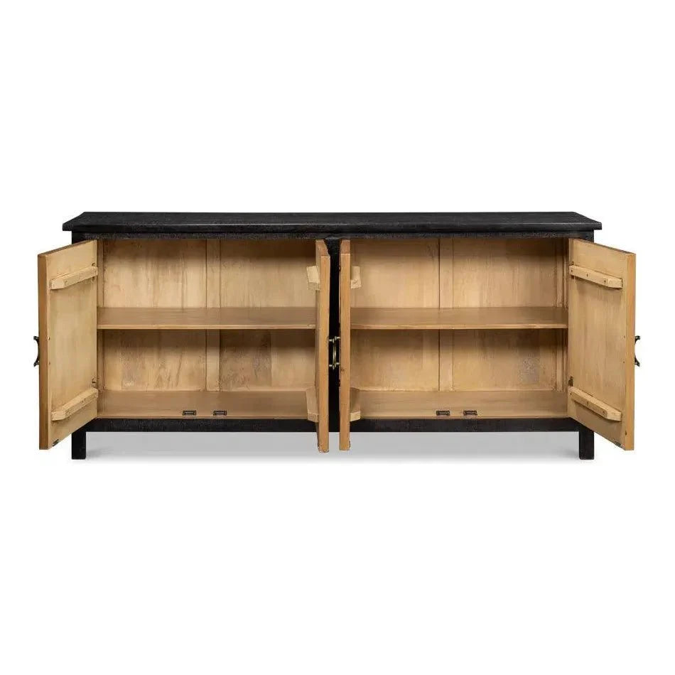 Centrum Four Door Sideboard Black Finish - LOOMLAN - Sarreid - Sideboards