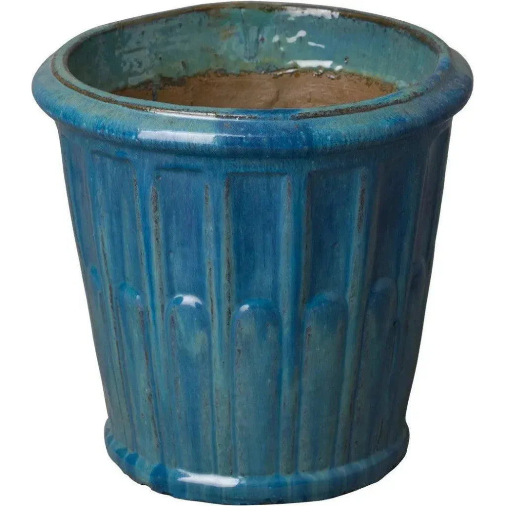 Ceramic Teal Round Pot - LOOMLAN - Emissary - Planters