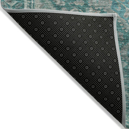 Kaelanor Teal Washable Indoor-Outdoor Rug