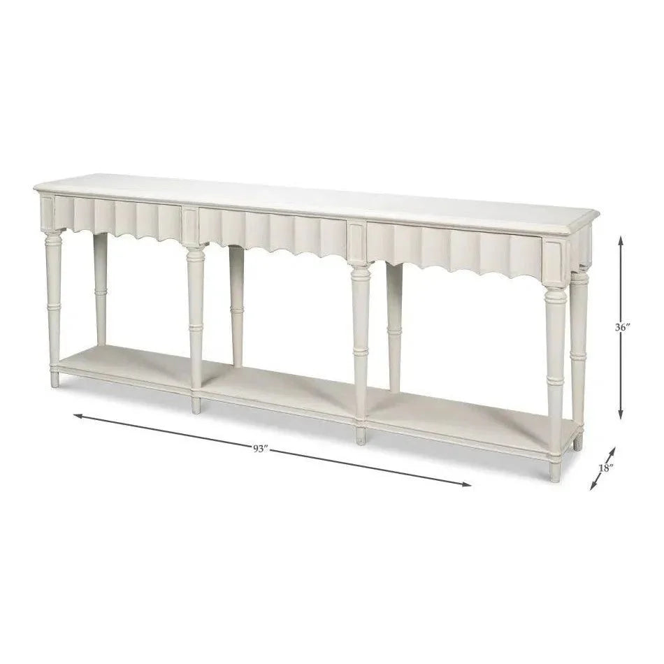 Chantal Console Table Drawers & Storage Antique White - LOOMLAN - Sarreid - Console Tables