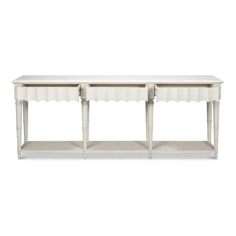 Chantal Console Table Drawers & Storage Antique White - LOOMLAN - Sarreid - Console Tables