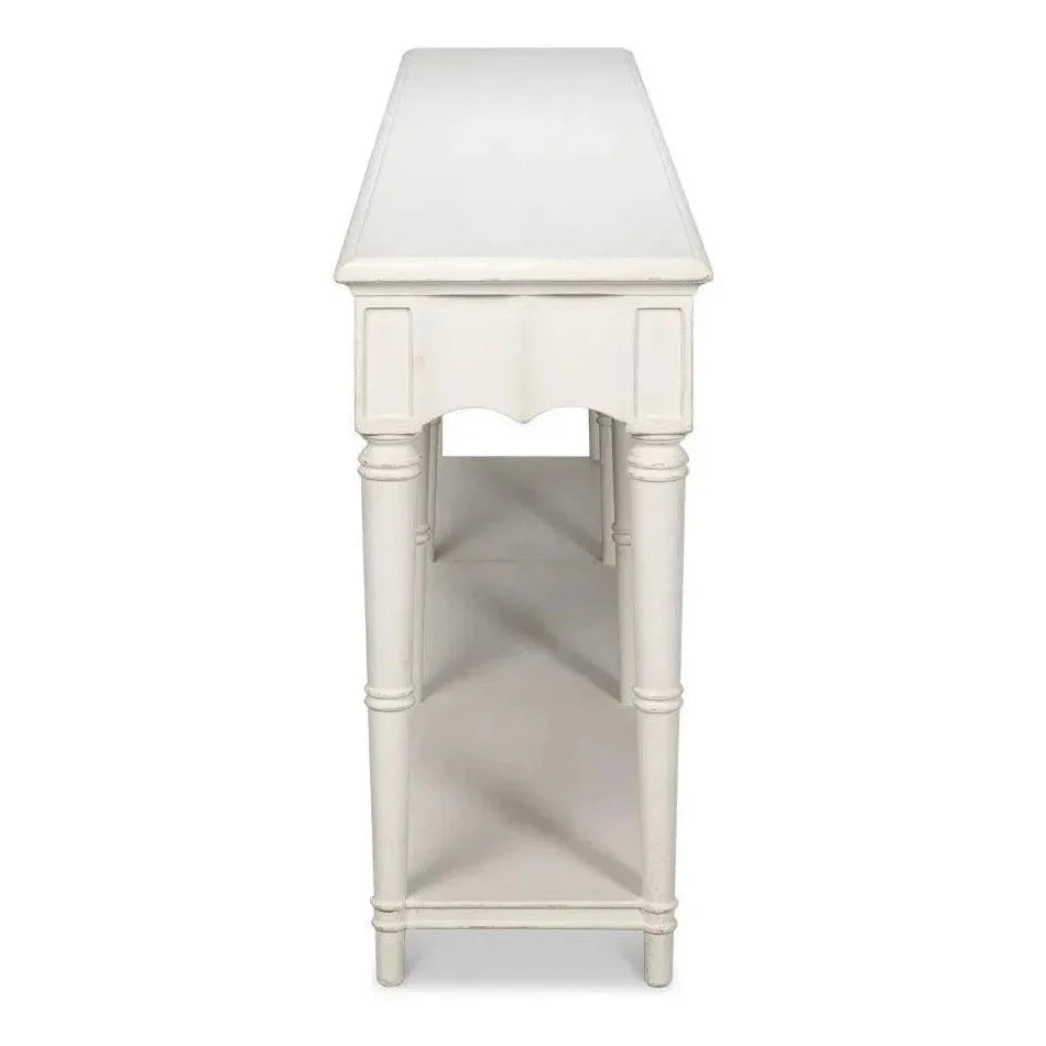 Chantal Console Table Drawers & Storage Antique White - LOOMLAN - Sarreid - Console Tables