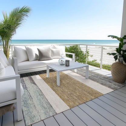 LOOMLAN Rugs Chantissa Brown Washable Indoor-Outdoor Rug