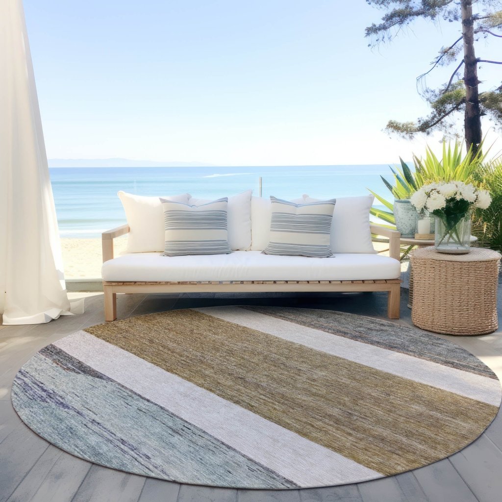 LOOMLAN Rugs Chantissa Brown Washable Indoor-Outdoor Rug