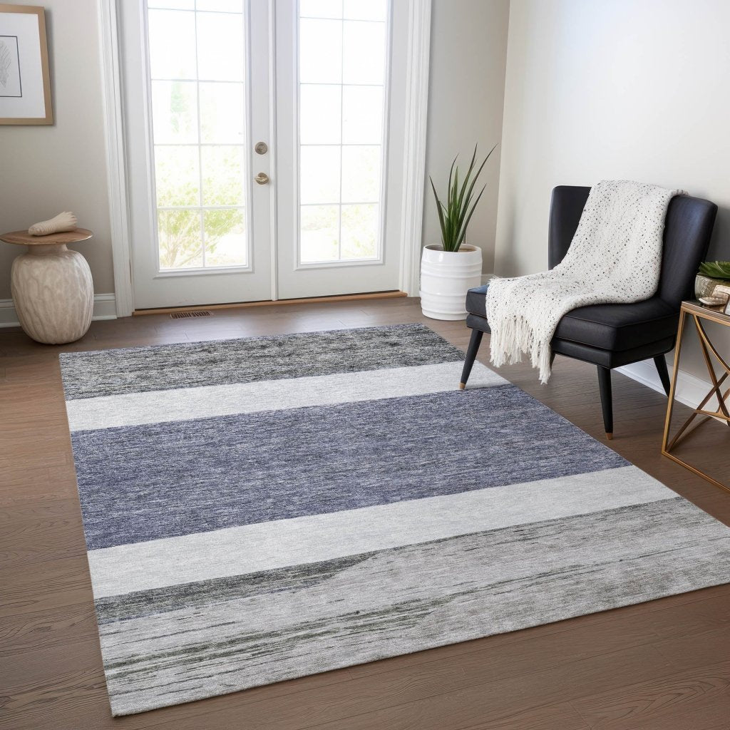 LOOMLAN Rugs Chantissa Denim Washable Indoor-Outdoor Rug