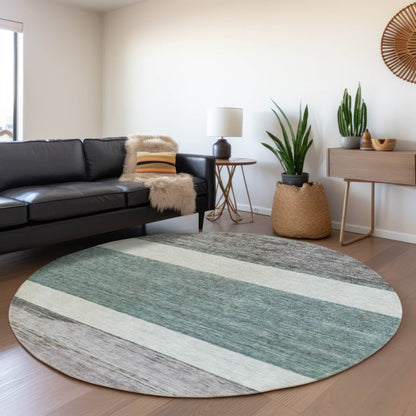 LOOMLAN Rugs Chantissa Teal Washable Indoor-Outdoor Rug