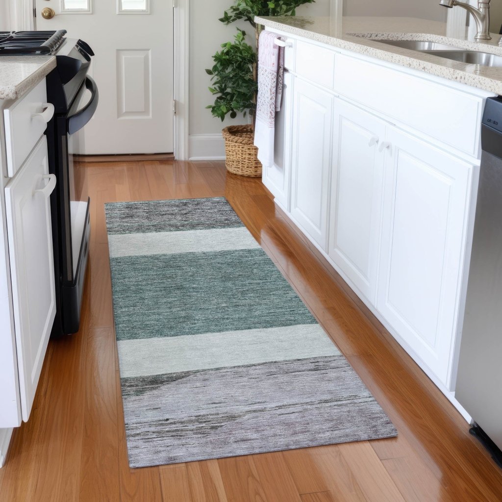 LOOMLAN Rugs Chantissa Teal Washable Indoor-Outdoor Rug