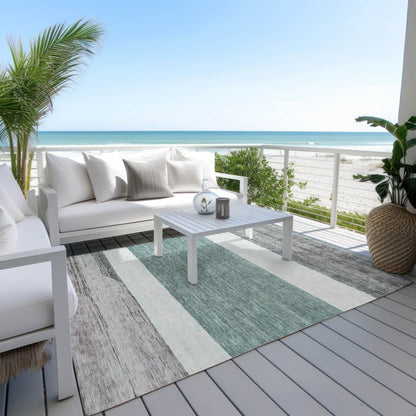 LOOMLAN Rugs Chantissa Teal Washable Indoor-Outdoor Rug