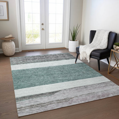 LOOMLAN Rugs Chantissa Teal Washable Indoor-Outdoor Rug