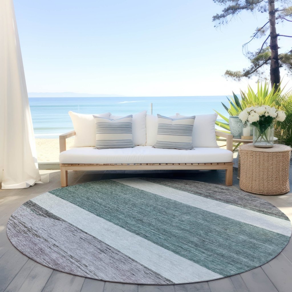LOOMLAN Rugs Chantissa Teal Washable Indoor-Outdoor Rug