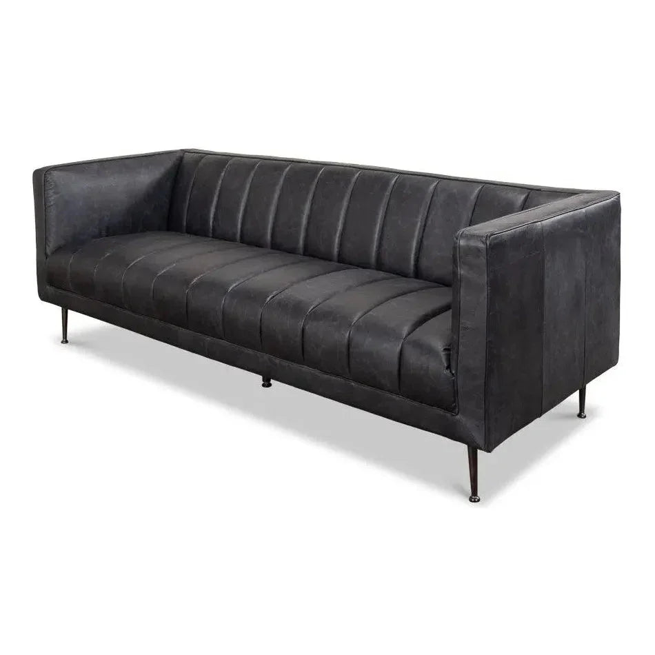 Chesterfield Lexington Sofa Nottinghill Grey Leather - LOOMLAN - Sarreid - Sofas & Loveseats