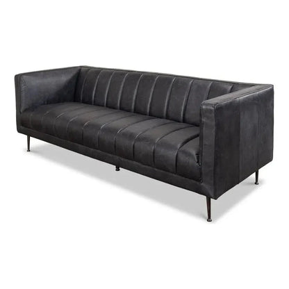 Chesterfield Lexington Sofa Nottinghill Grey Leather - LOOMLAN - Sarreid - Sofas & Loveseats