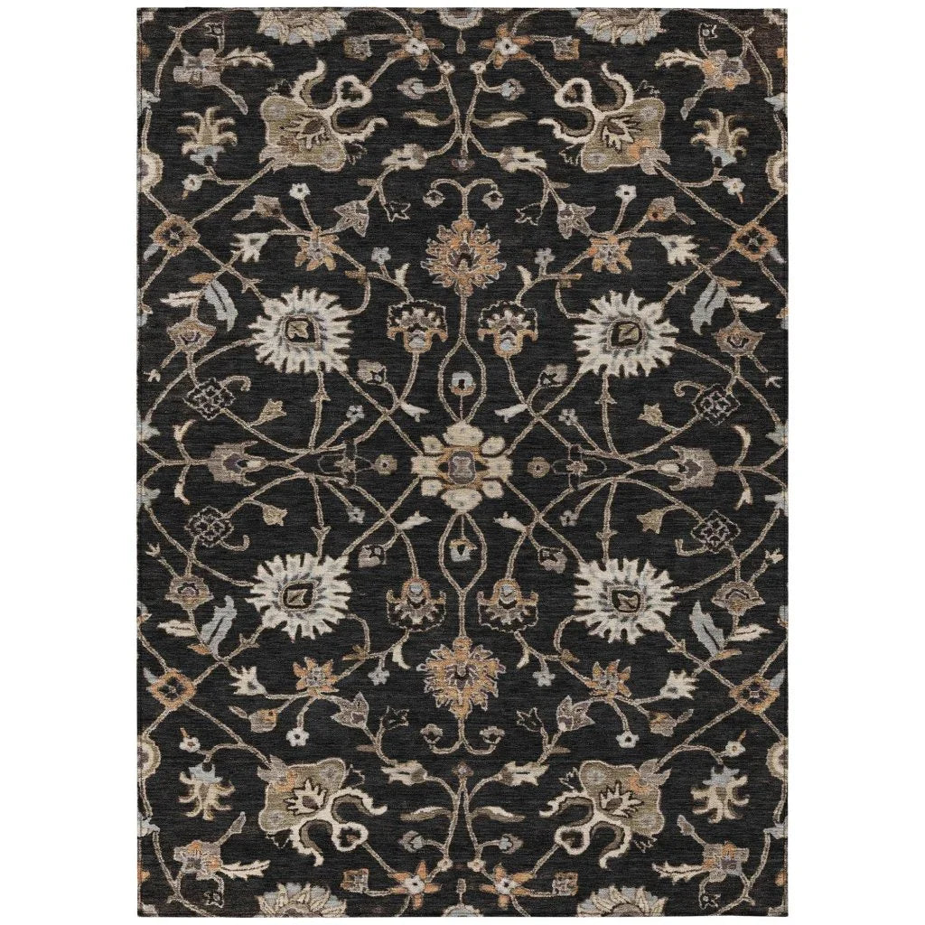 LOOMLAN Rugs Clara Black Washable Indoor-Outdoor Rug