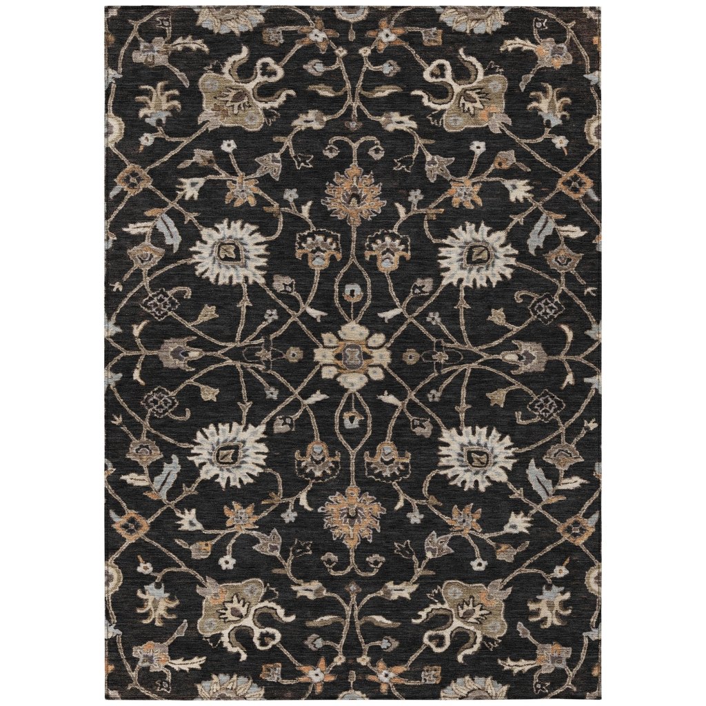 LOOMLAN Rugs Clara Black Washable Indoor-Outdoor Rug