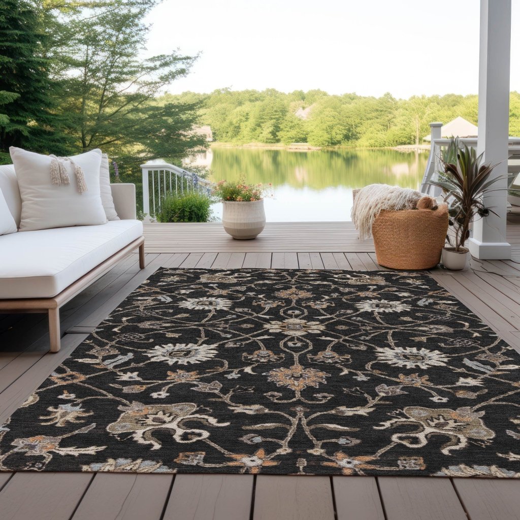 LOOMLAN Rugs Clara Black Washable Indoor-Outdoor Rug