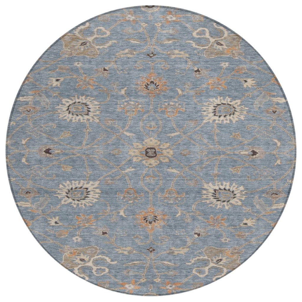 LOOMLAN Rugs Clara Blue Washable Indoor-Outdoor Rug