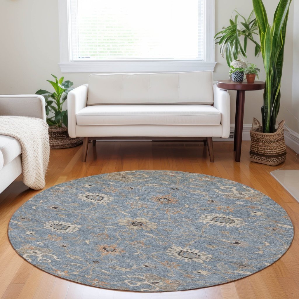 LOOMLAN Rugs Clara Blue Washable Indoor-Outdoor Rug