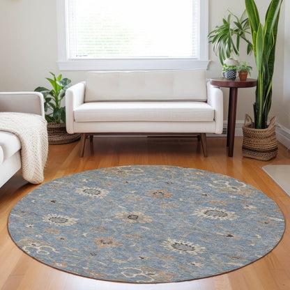 LOOMLAN Rugs Clara Blue Washable Indoor-Outdoor Rug