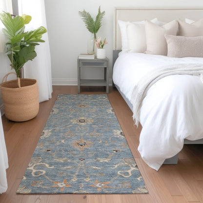 LOOMLAN Rugs Clara Blue Washable Indoor-Outdoor Rug