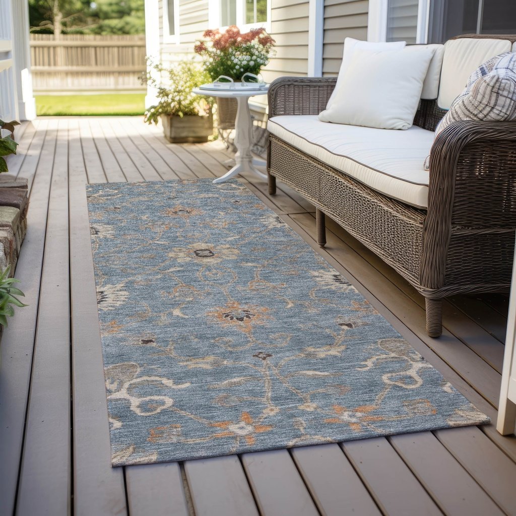 LOOMLAN Rugs Clara Blue Washable Indoor-Outdoor Rug