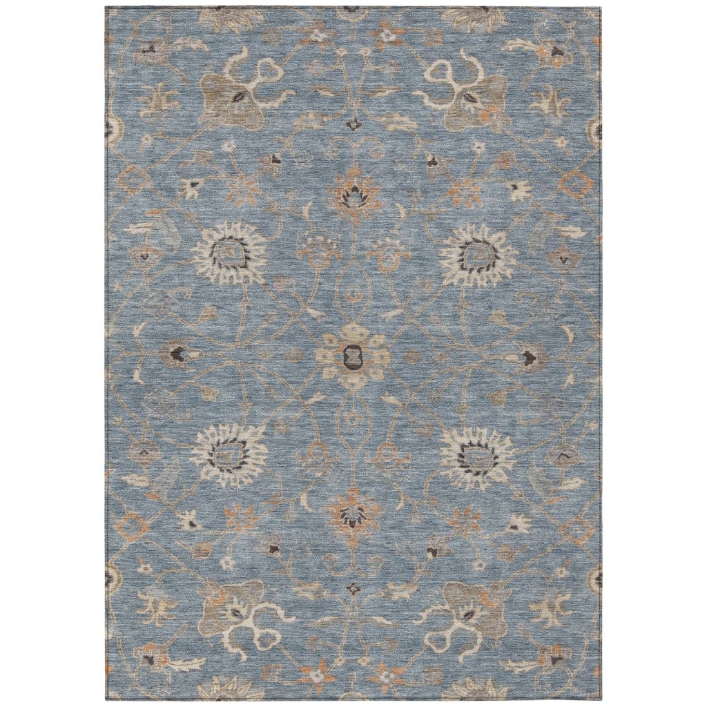 LOOMLAN Rugs Clara Blue Washable Indoor-Outdoor Rug