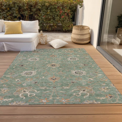 LOOMLAN Rugs Clara Green Washable Indoor-Outdoor Rug
