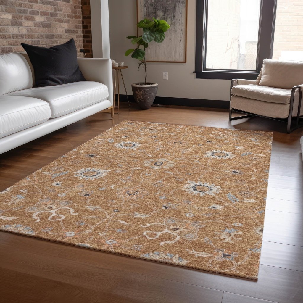 LOOMLAN Rugs Clara Orange Washable Indoor-Outdoor Rug