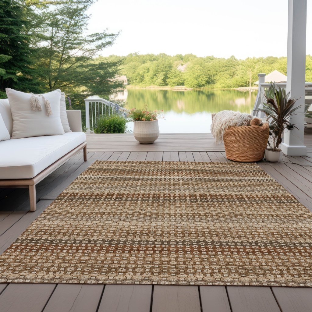 LOOMLAN Rugs Clarene Brown Washable Indoor-Outdoor Rug