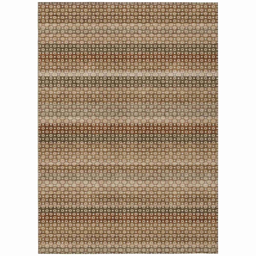 LOOMLAN Rugs Clarene Brown Washable Indoor-Outdoor Rug