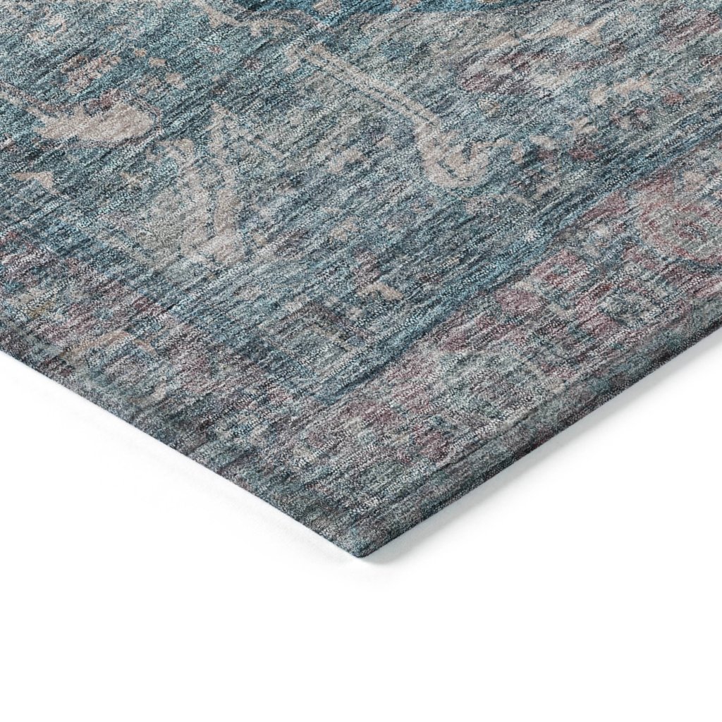 LOOMLAN Rugs Clarina Blue Washable Indoor-Outdoor Rug