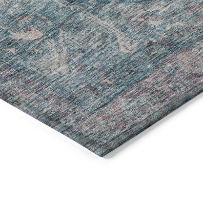 LOOMLAN Rugs Clarina Blue Washable Indoor-Outdoor Rug