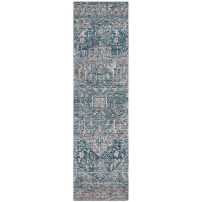 LOOMLAN Rugs Clarina Blue Washable Indoor-Outdoor Rug