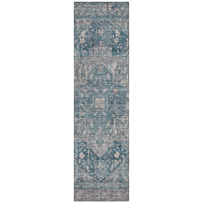 LOOMLAN Rugs Clarina Blue Washable Indoor-Outdoor Rug