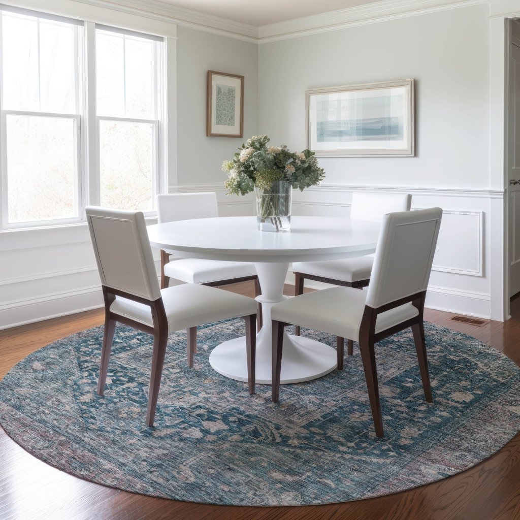 LOOMLAN Rugs Clarina Blue Washable Indoor-Outdoor Rug