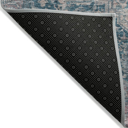 LOOMLAN Rugs Clarina Blue Washable Indoor-Outdoor Rug
