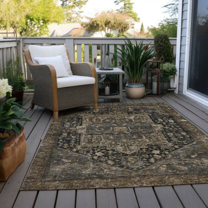 LOOMLAN Rugs Clarina Brown Washable Indoor-Outdoor Rug
