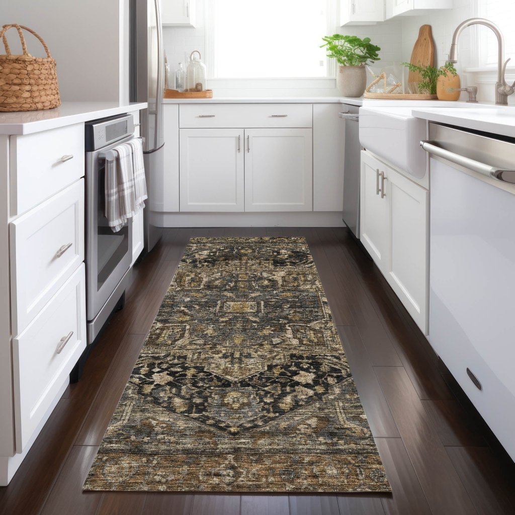 LOOMLAN Rugs Clarina Brown Washable Indoor-Outdoor Rug