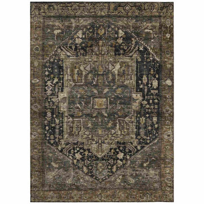 LOOMLAN Rugs Clarina Brown Washable Indoor-Outdoor Rug