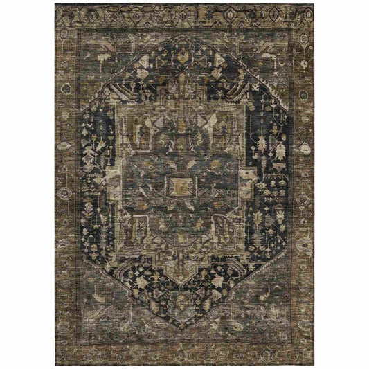 LOOMLAN Rugs Clarina Brown Washable Indoor-Outdoor Rug