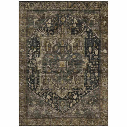 LOOMLAN Rugs Clarina Brown Washable Indoor-Outdoor Rug