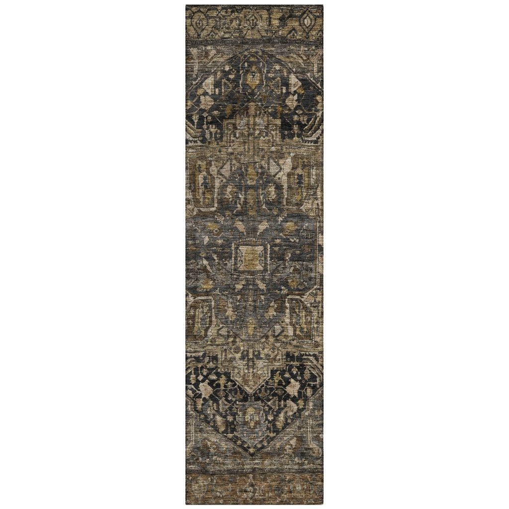 LOOMLAN Rugs Clarina Brown Washable Indoor-Outdoor Rug