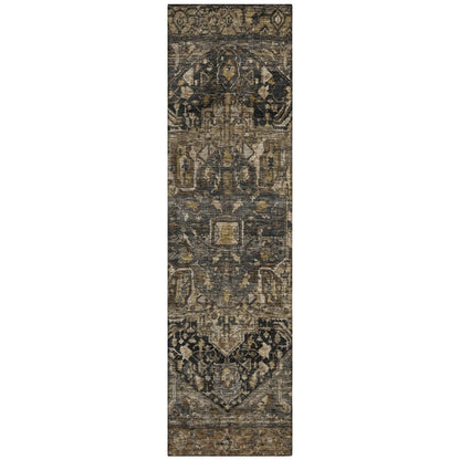 LOOMLAN Rugs Clarina Brown Washable Indoor-Outdoor Rug