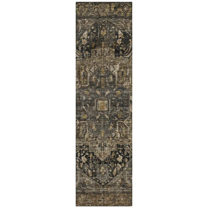 LOOMLAN Rugs Clarina Brown Washable Indoor-Outdoor Rug